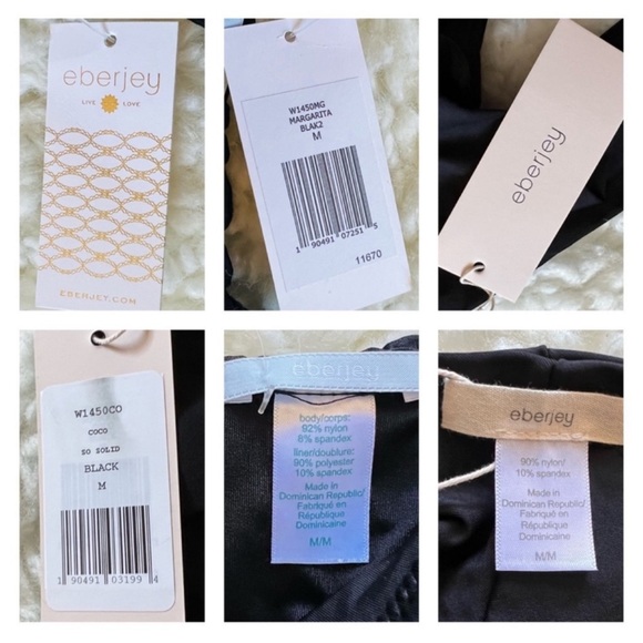 New! EBERJEY So Solid Jenna Ruffle Bikini Top & Coco Bottom Set in Black - Picture 14 of 14